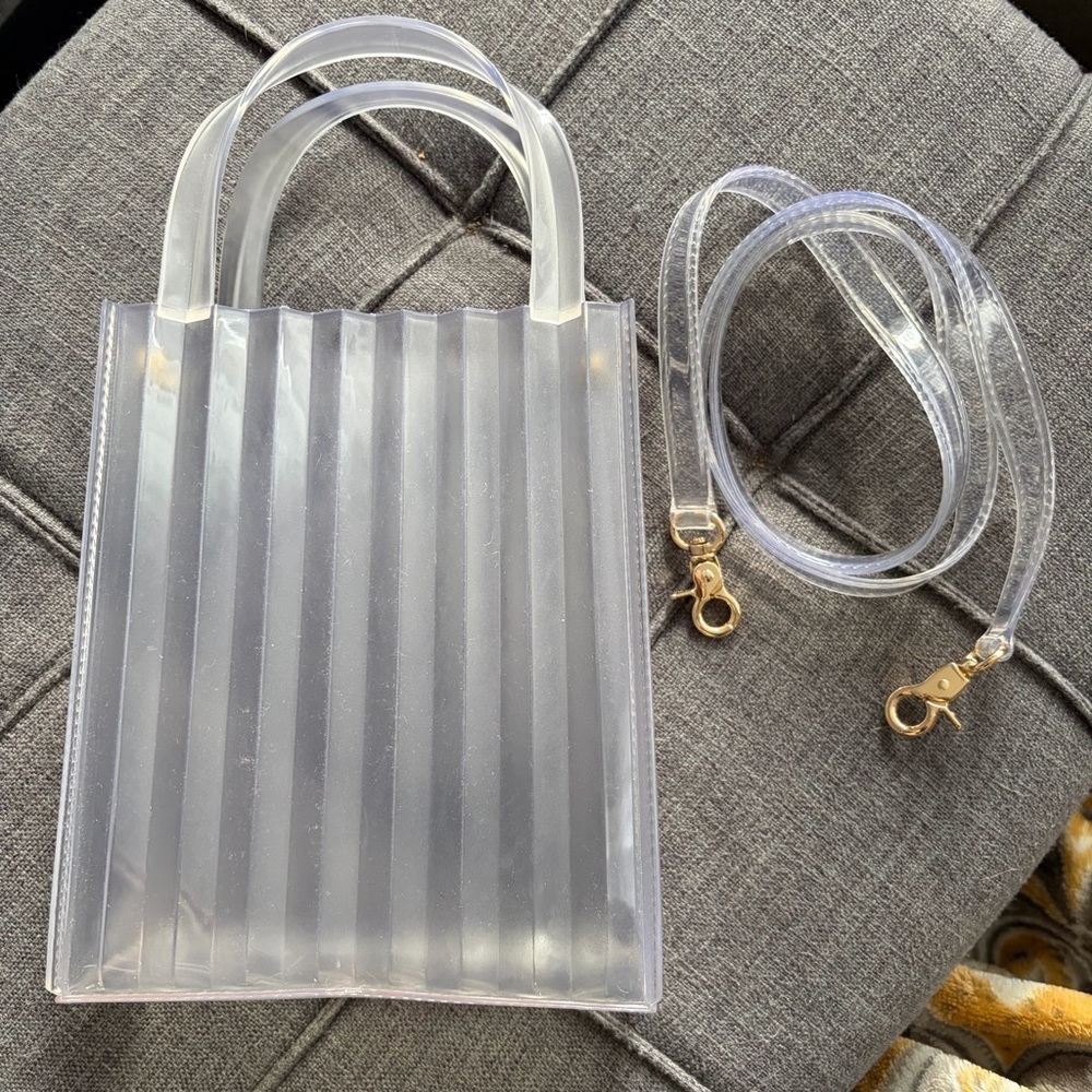 Forever 21 Clear Ribbed PVC Tote with Detachable Strap